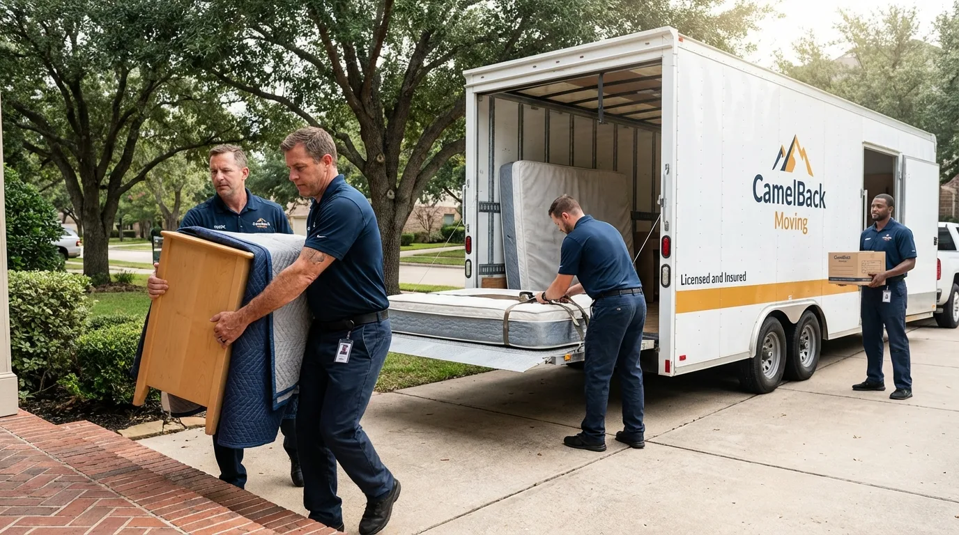 Crew loading residential truck for cross-state move from Damascus, MD