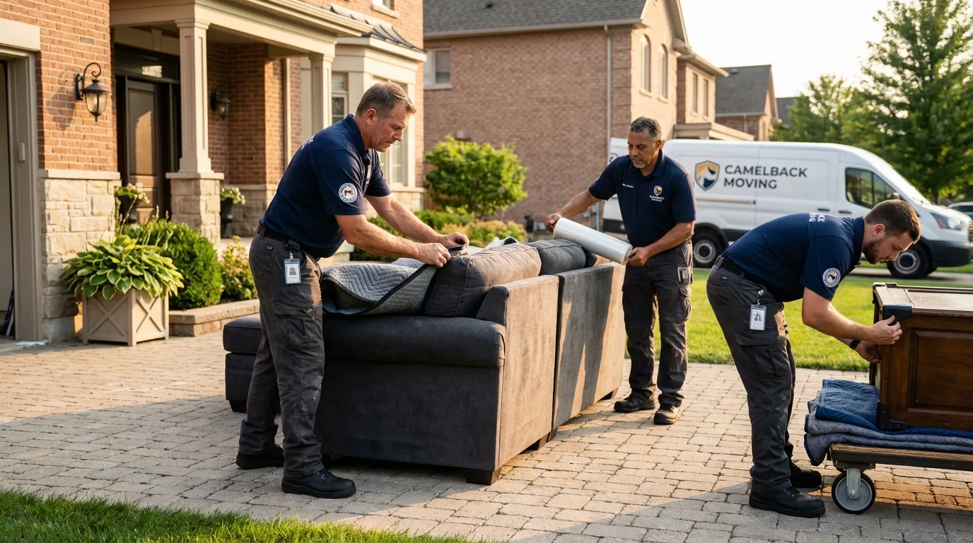 Large estate moving crew wrapping furniture in Damascus, MD