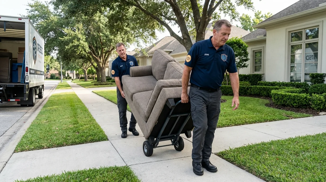 Local residential moving crew loading furniture in Damascus, MD