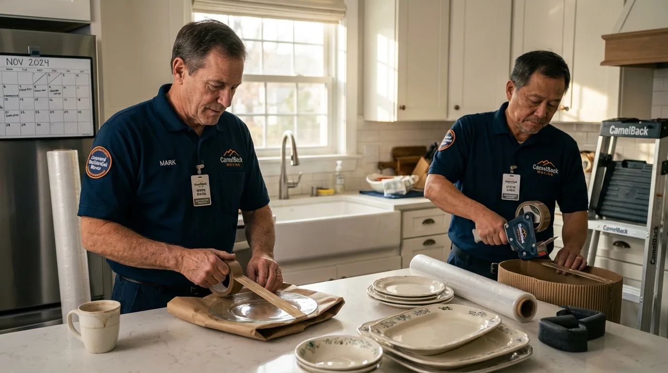 Professional crew packing kitchen dishware in Damascus, MD
